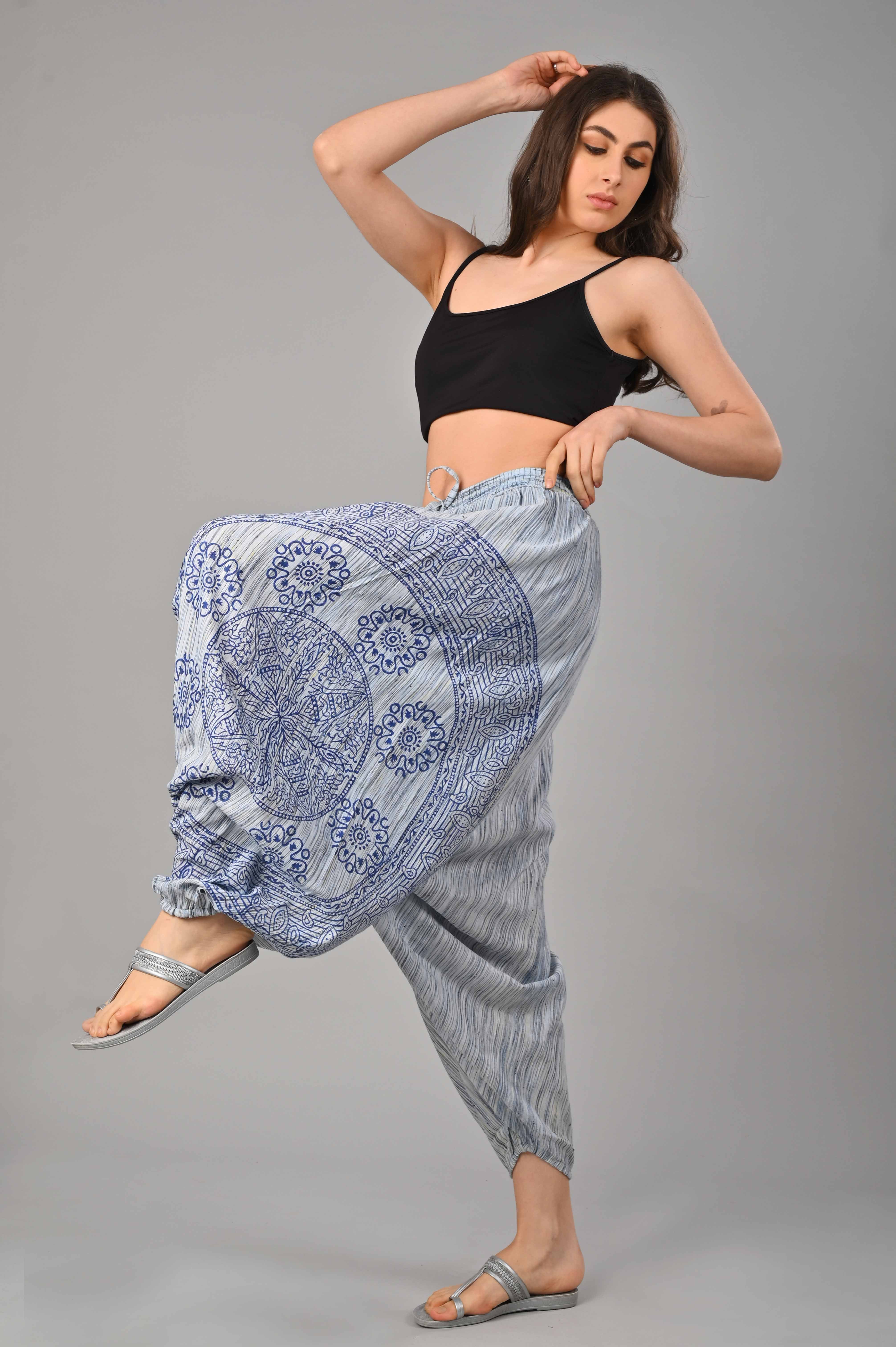 Grey Abstract Printed Harem Pant With Pockets