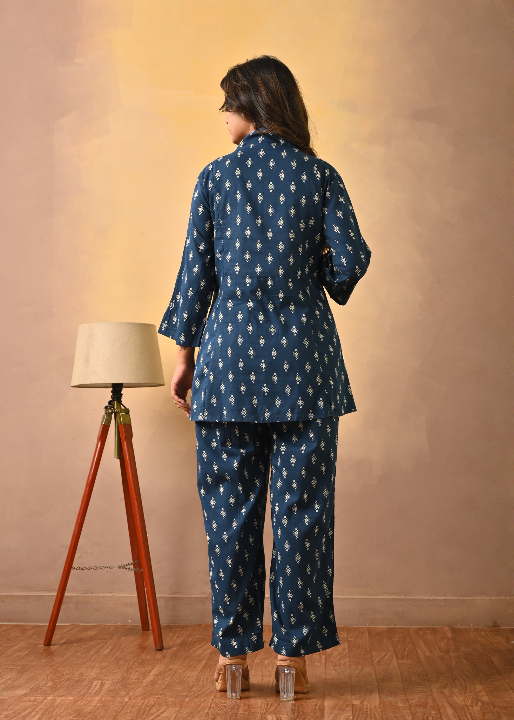 Navy Printed Cotton Co-Ord Set