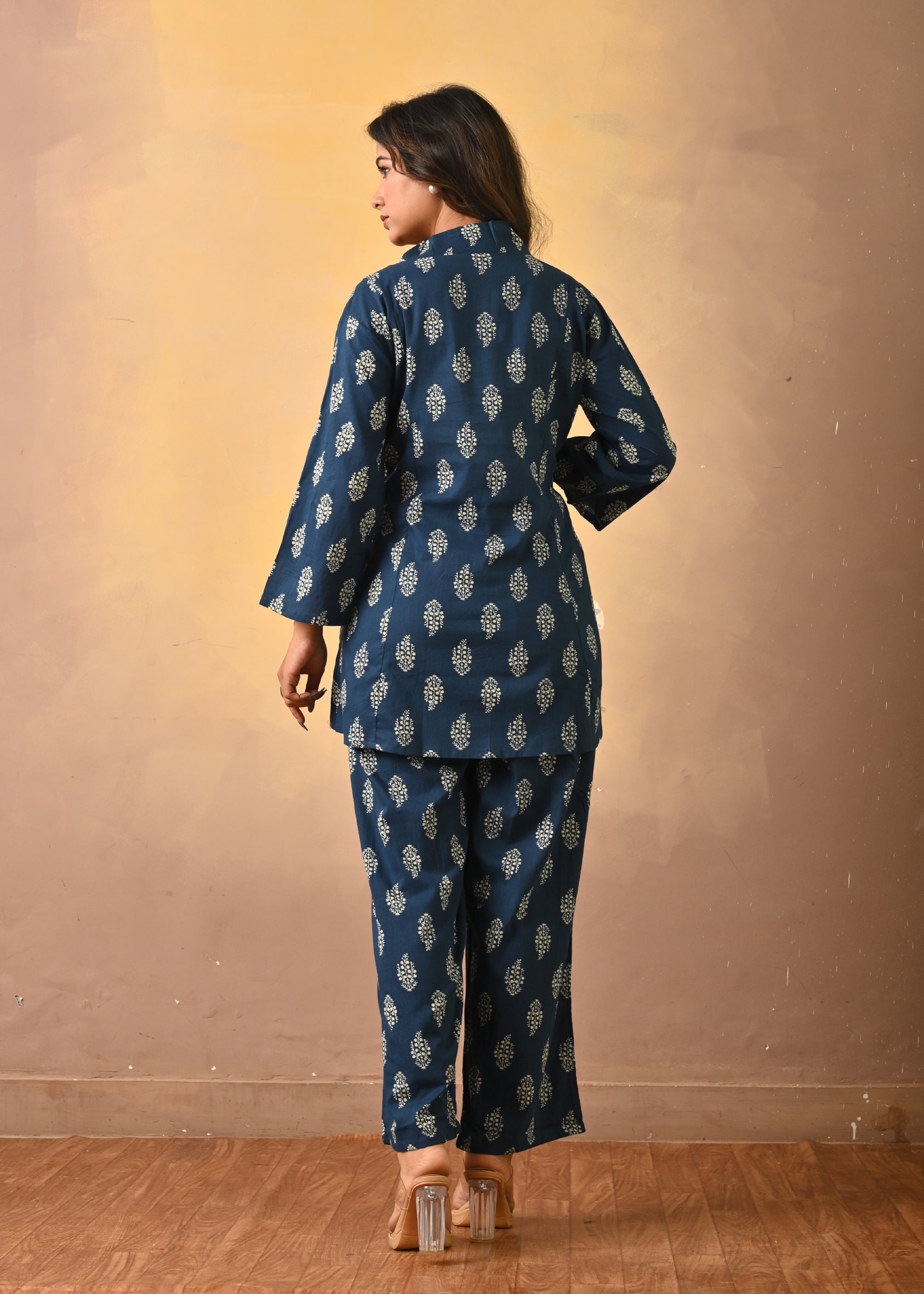 Navy Printed Cotton Co-Ord Set