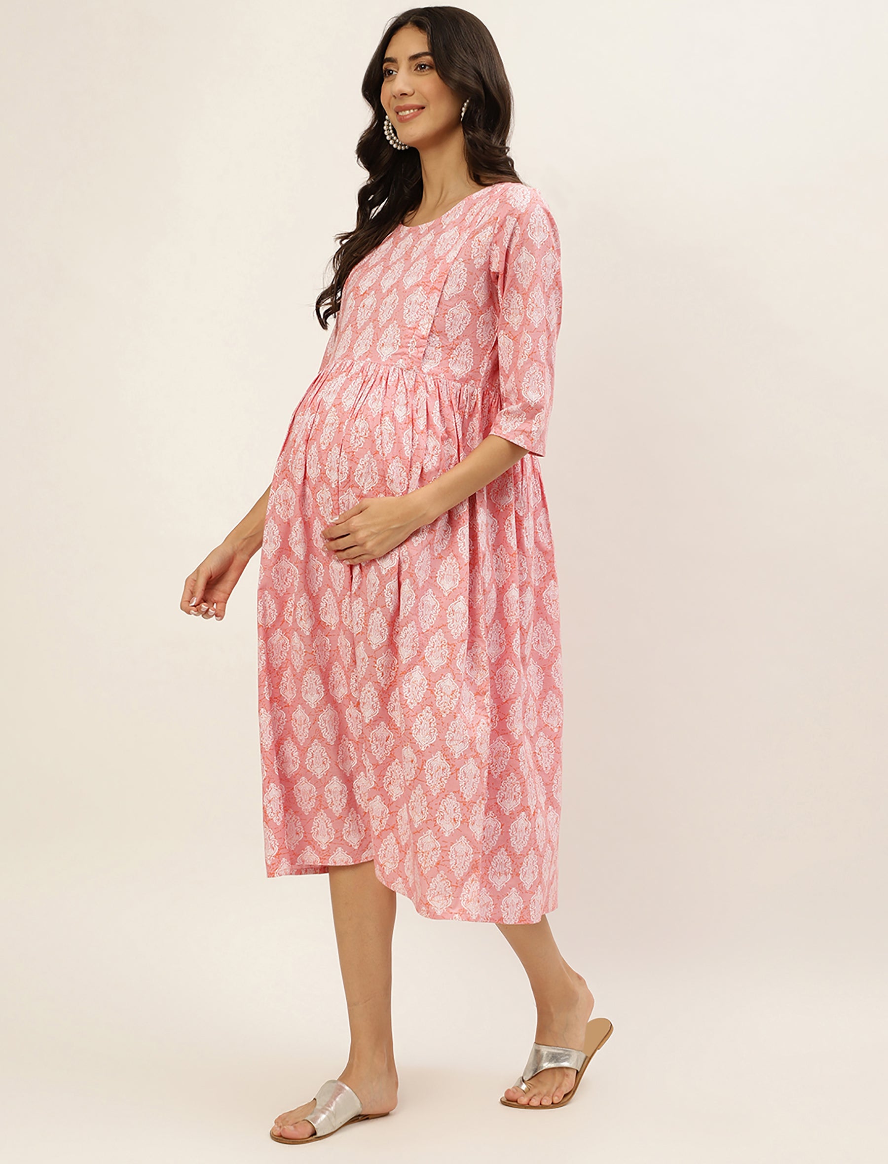 myntra pink dress Polka Dot Light Pink Off The Shoulder Dress Hola Bonita Girls Polka Dot Print Cold-Shoulder